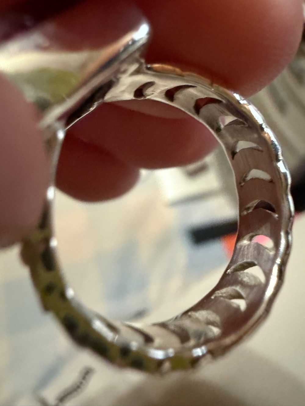 Silver Ring with Deep red Rectangular ruby Stone - Picture 4 of 5
